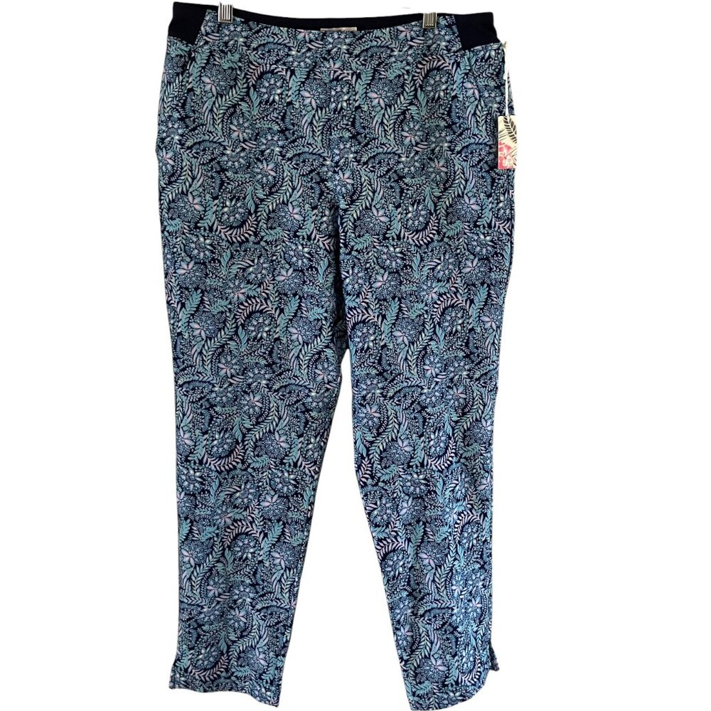 NWT Tommy Bahama Active Stretch Pull On Ankle Pants Womens Large Paisley Floral